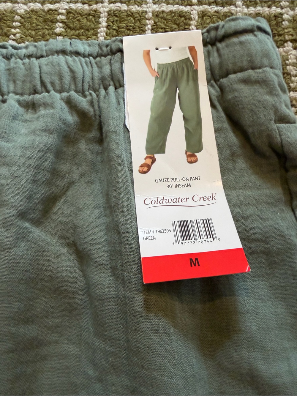 Coldwater Creek Women’s Green Gauzy 100% Cotton pants - Picture 3 of 6